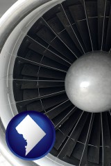washington-dc a jet aircraft engine and its turbofan blades