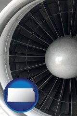 kansas a jet aircraft engine and its turbofan blades
