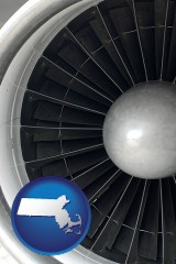 massachusetts a jet aircraft engine and its turbofan blades
