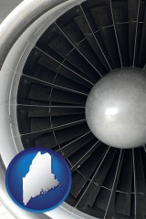 maine a jet aircraft engine and its turbofan blades