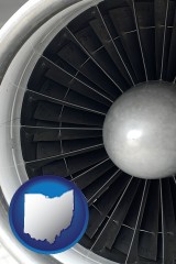 ohio a jet aircraft engine and its turbofan blades