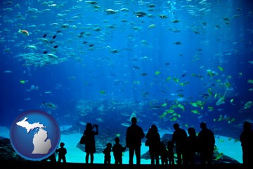 an aquarium - with Michigan icon