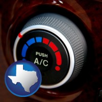 texas map icon and an automobile air conditioner control knob