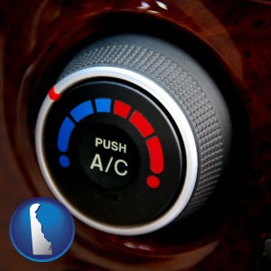 an automobile air conditioner control knob - with Delaware icon