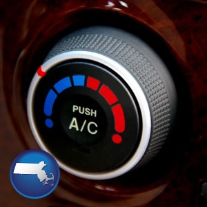 an automobile air conditioner control knob - with Massachusetts icon