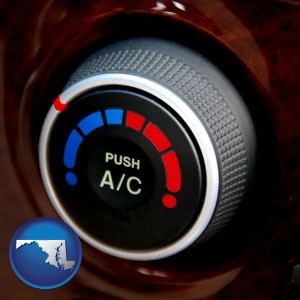 an automobile air conditioner control knob - with Maryland icon