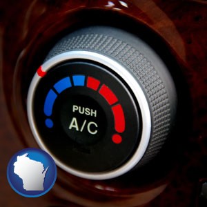 an automobile air conditioner control knob - with Wisconsin icon