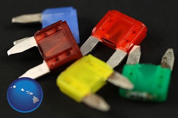 colorful automobile fuses - with Hawaii icon