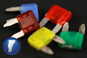 colorful automobile fuses - with Vermont icon