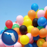 florida map icon and colorful balloons