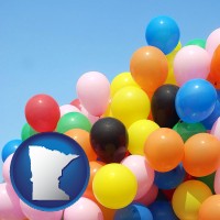 minnesota map icon and colorful balloons