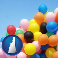 new-hampshire map icon and colorful balloons