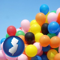 new-jersey map icon and colorful balloons