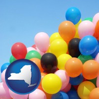 new-york map icon and colorful balloons