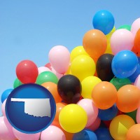 oklahoma map icon and colorful balloons