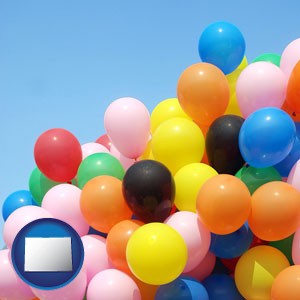 colorful balloons - with Colorado icon