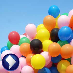 colorful balloons - with Washington, DC icon