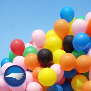 colorful balloons - with North Carolina icon
