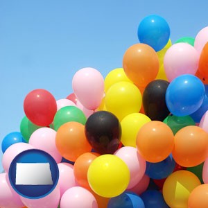 colorful balloons - with North Dakota icon