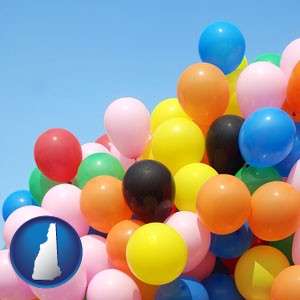 colorful balloons - with New Hampshire icon