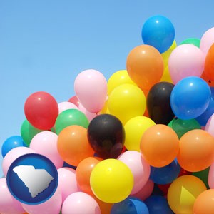colorful balloons - with South Carolina icon