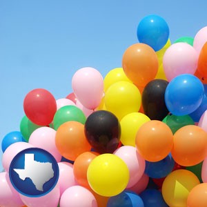 colorful balloons - with Texas icon