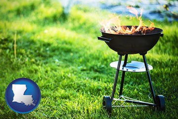 a round barbecue grill - with Louisiana icon