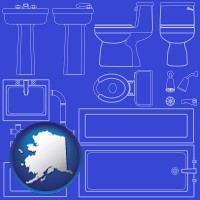 ak map icon and a bathroom fixtures blueprint