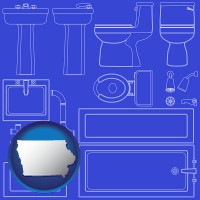 ia map icon and a bathroom fixtures blueprint