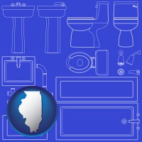 il map icon and a bathroom fixtures blueprint