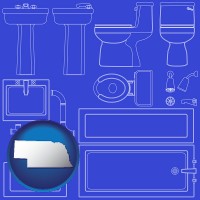 ne map icon and a bathroom fixtures blueprint