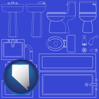 nevada map icon and a bathroom fixtures blueprint