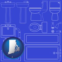ri map icon and a bathroom fixtures blueprint