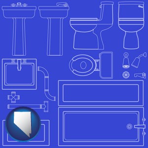 a bathroom fixtures blueprint - with Nevada icon