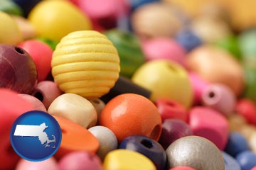 colorful beads - with Massachusetts icon