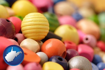colorful beads - with West Virginia icon