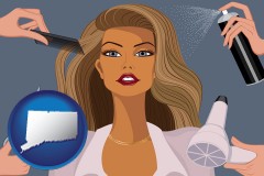 connecticut map icon and beauty products