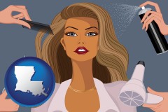 louisiana map icon and beauty products