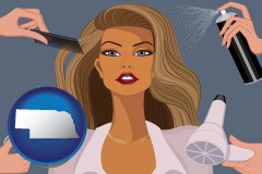 nebraska map icon and beauty products
