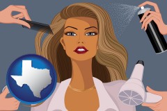 texas map icon and beauty products