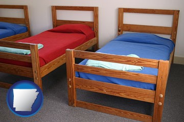summer camp beds - with Arkansas icon