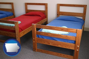 summer camp beds - with Iowa icon