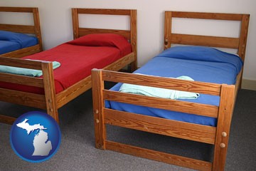 summer camp beds - with Michigan icon