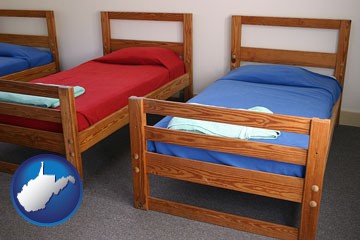 summer camp beds - with West Virginia icon