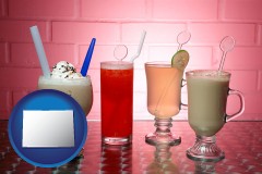 colorado map icon and four beverages