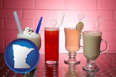 minnesota map icon and four beverages