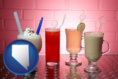 nevada map icon and four beverages