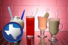 texas map icon and four beverages