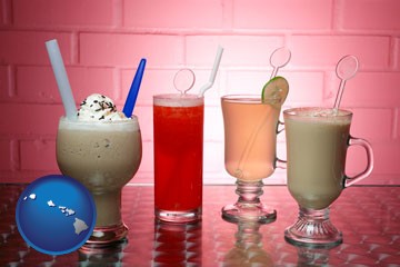 four beverages - with Hawaii icon