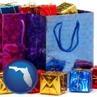 fl map icon and gift bags and boxes